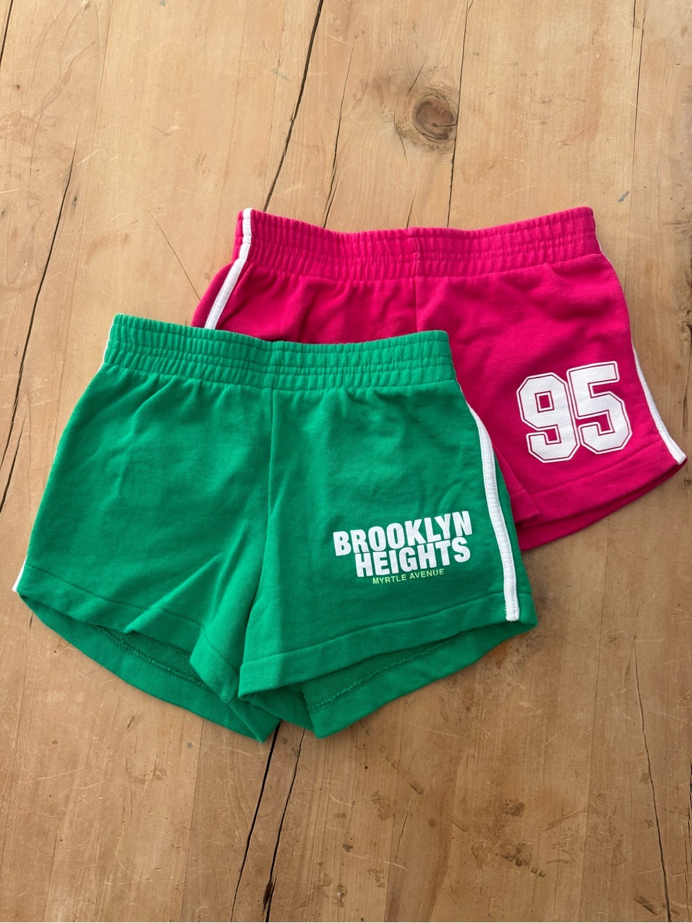 Zara Pink & Green Kids Athletic Shorts - Graphic & Number Details